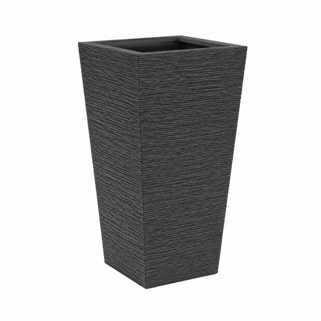 Pflanzkübel Hoch 40 x 40 x 80 cm aus Polyresin quadratisch Schwarz