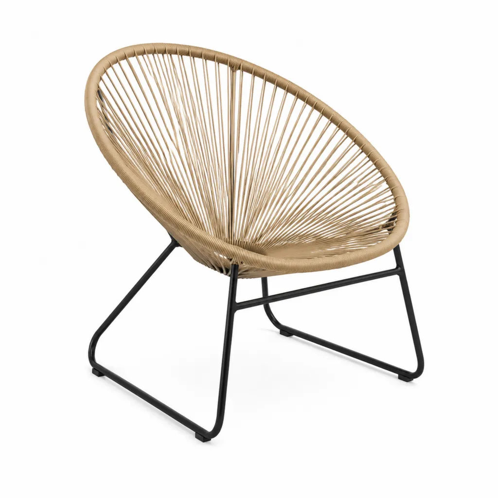 Acapulco Gartensessel aus PE-Kordel und Stahl 73 x 80 x 85 cm Sand Schwarz