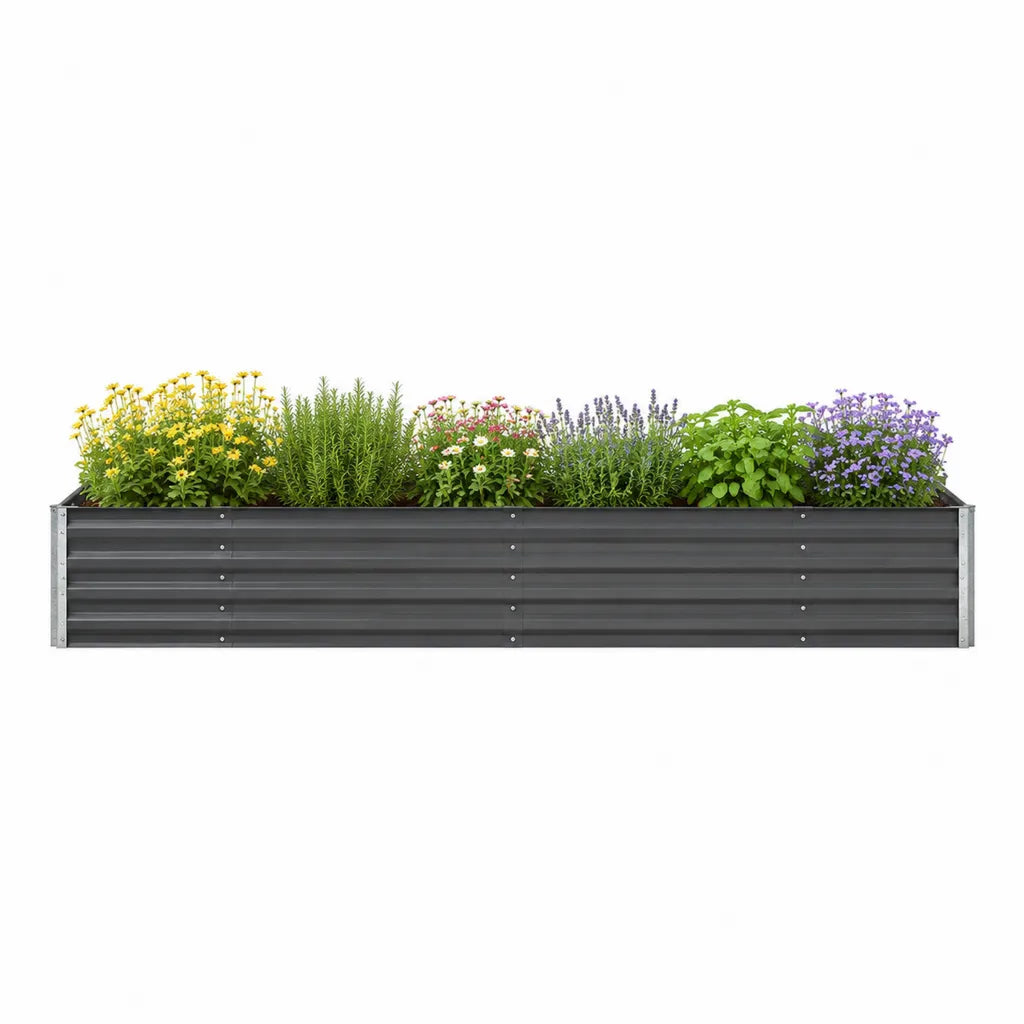Hochbeet aus verzinktem Stahl rechteckig anthrazit 240 x 80 x 45 cm